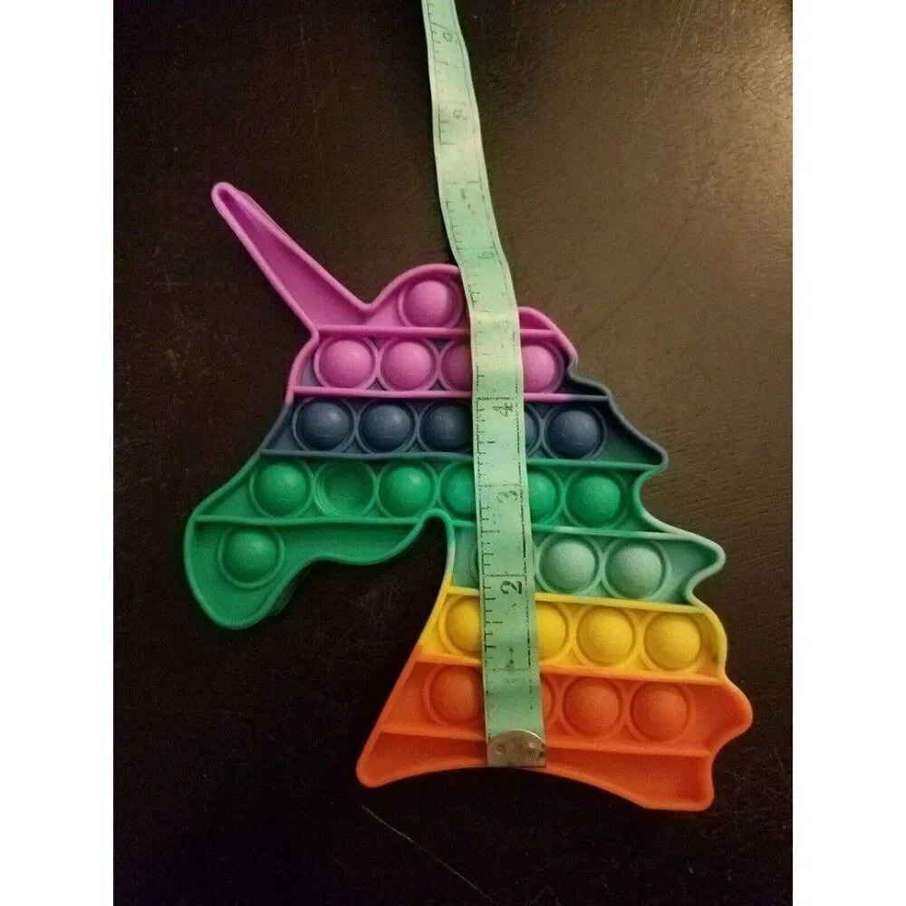 Fidget Toy Deep Rainbow Colors Unicorn Push Pop Bubble Rainbow Silicone Sensory